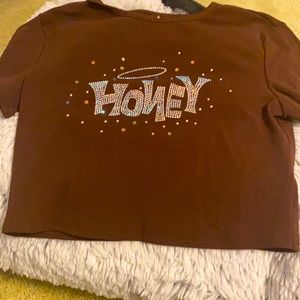 SHIEN brown girls t-shirt with rhinestones.